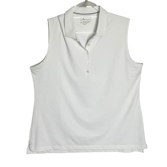 Peter Millar Tank Polo Top Women's XL UPF 50+ Golf Sports White Half Button - Picture 1 of 9